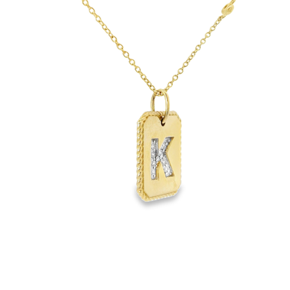 0.19CT Diamond K Initial Pendant 14k Yellow Gold