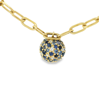 0.06CT Diamond 0.73CT Blue Sapphire Pendant 14k Yellow Gold