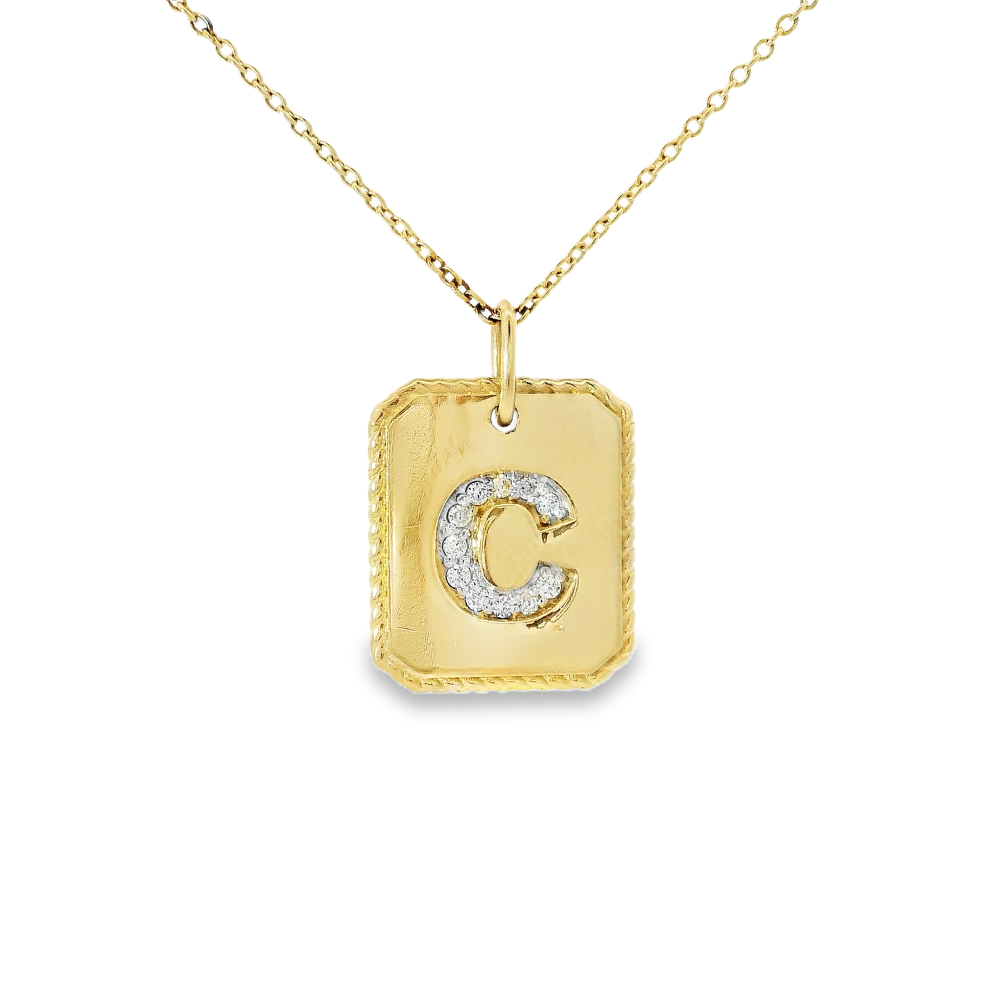 0.17CT Diamond C Initial Pendant 14k Yellow Gold