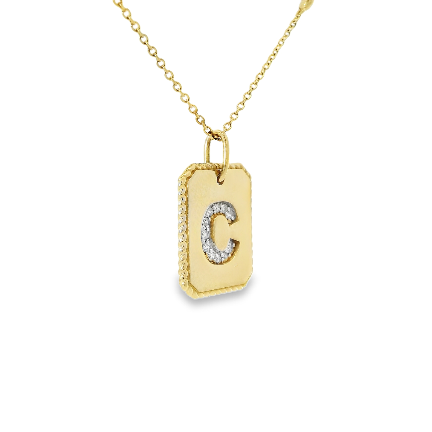 0.17CT Diamond C Initial Pendant 14k Yellow Gold