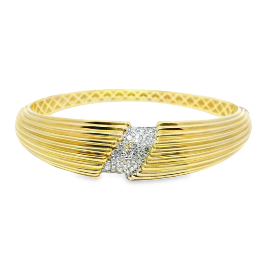 1.30CT Diamond Bangle 14k Yellow Gold