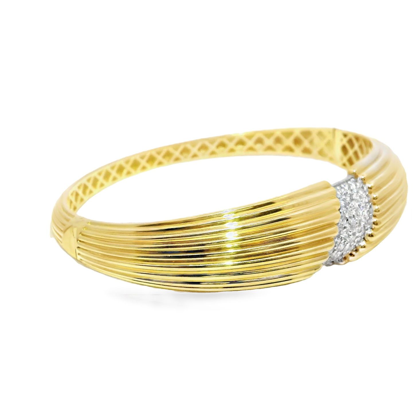 1.30CT Diamond Bangle 14k Yellow Gold