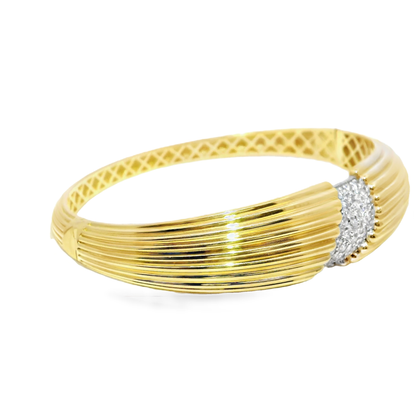 1.30CT Diamond Bangle 14k Yellow Gold