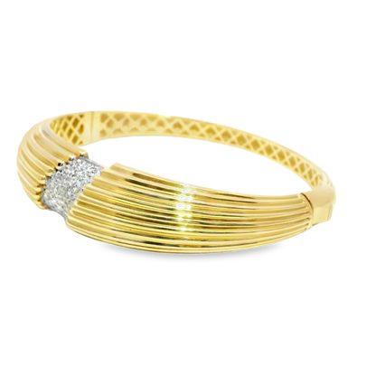 1.30CT Diamond Bangle 14k Yellow Gold