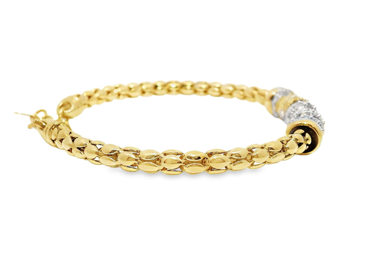 1.10CT Diamond Bangle 14k Yellow Gold