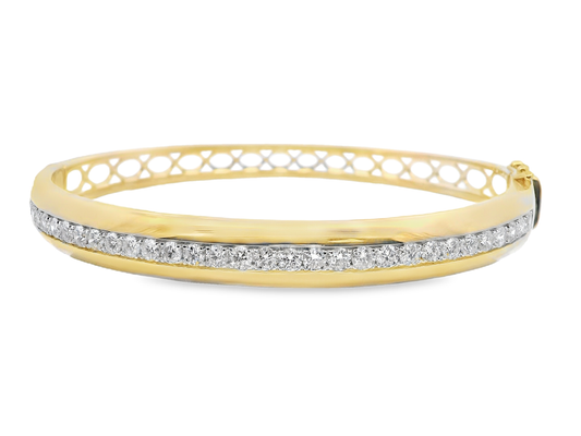 1.90CT Diamond Bangle 14k Yellow Gold