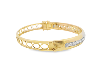 1.90CT Diamond Bangle 14k Yellow Gold