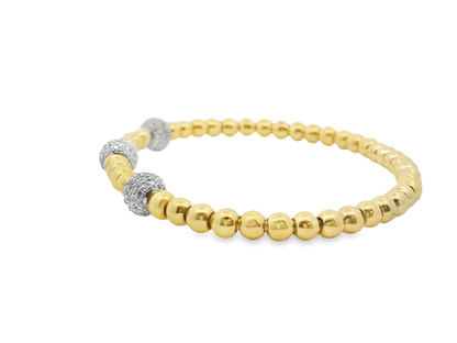 1.45CT Diamond Stretch Bangle 14k Yellow Gold