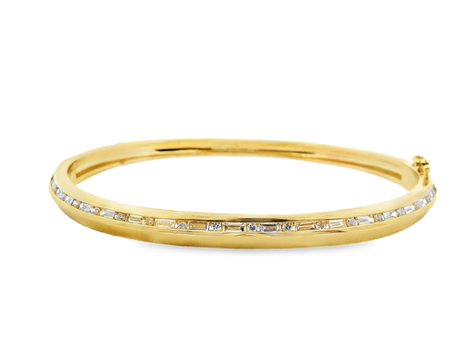 0.98CT Diamond Bangle 14k Yellow Gold