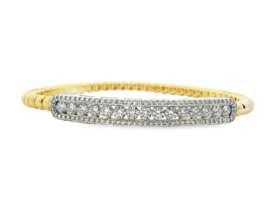 1.85CT Diamond Stretch Bangle 14k Yellow Gold
