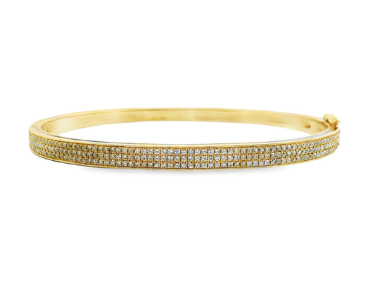 1.17CT Diamond Bangle with Black Enamel 14k Yellow Gold