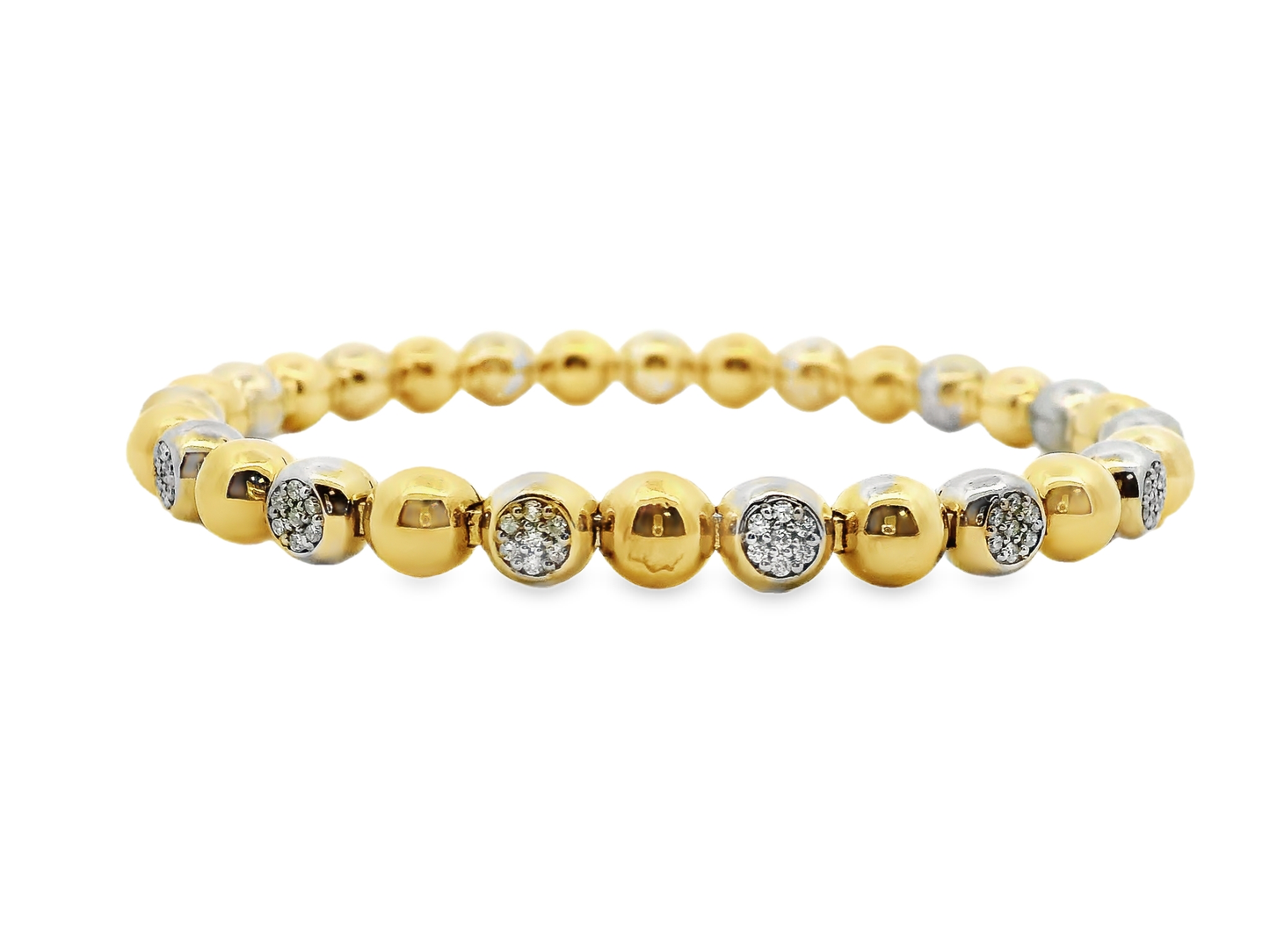 0.74CT Diamond Bangle 14k Two Tone White & Yellow Gold