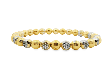 0.74CT Diamond Bangle 14k Two Tone White & Yellow Gold