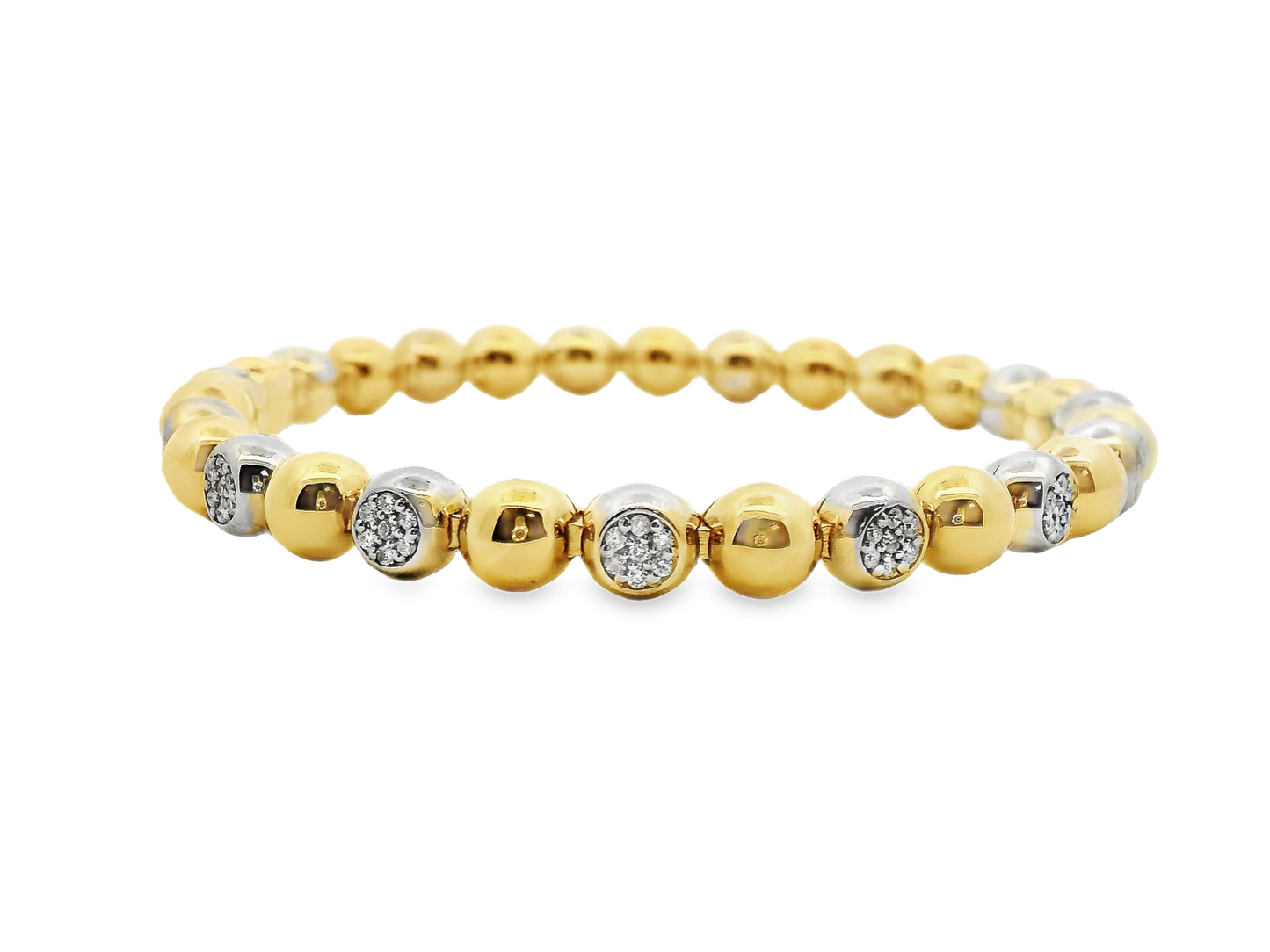 0.74CT Diamond Bangle 14k Two Tone White & Yellow Gold