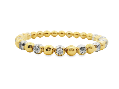 0.74CT Diamond Bangle 14k Two Tone White & Yellow Gold