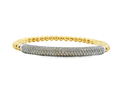 2.17CT Diamond Stretch Bangle 14k Yellow Gold