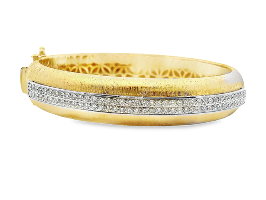 1.29CT Diamond Bangle 14k Yellow Gold