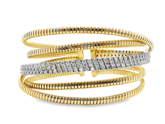 2.25CT Diamond Bangle 14k Yellow Gold