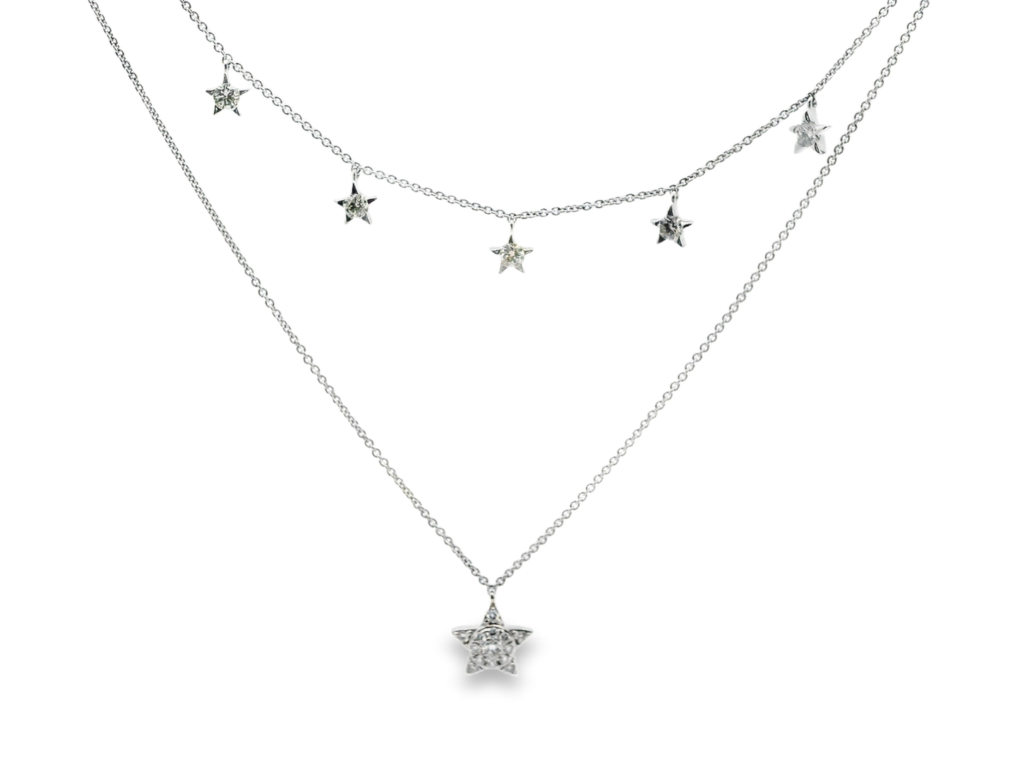 0.41CT Diamond Star Pendant 14k White Gold
