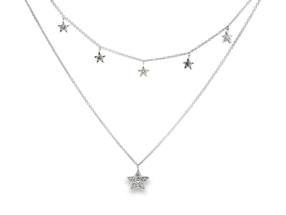 0.41CT Diamond Star Pendant 14k White Gold