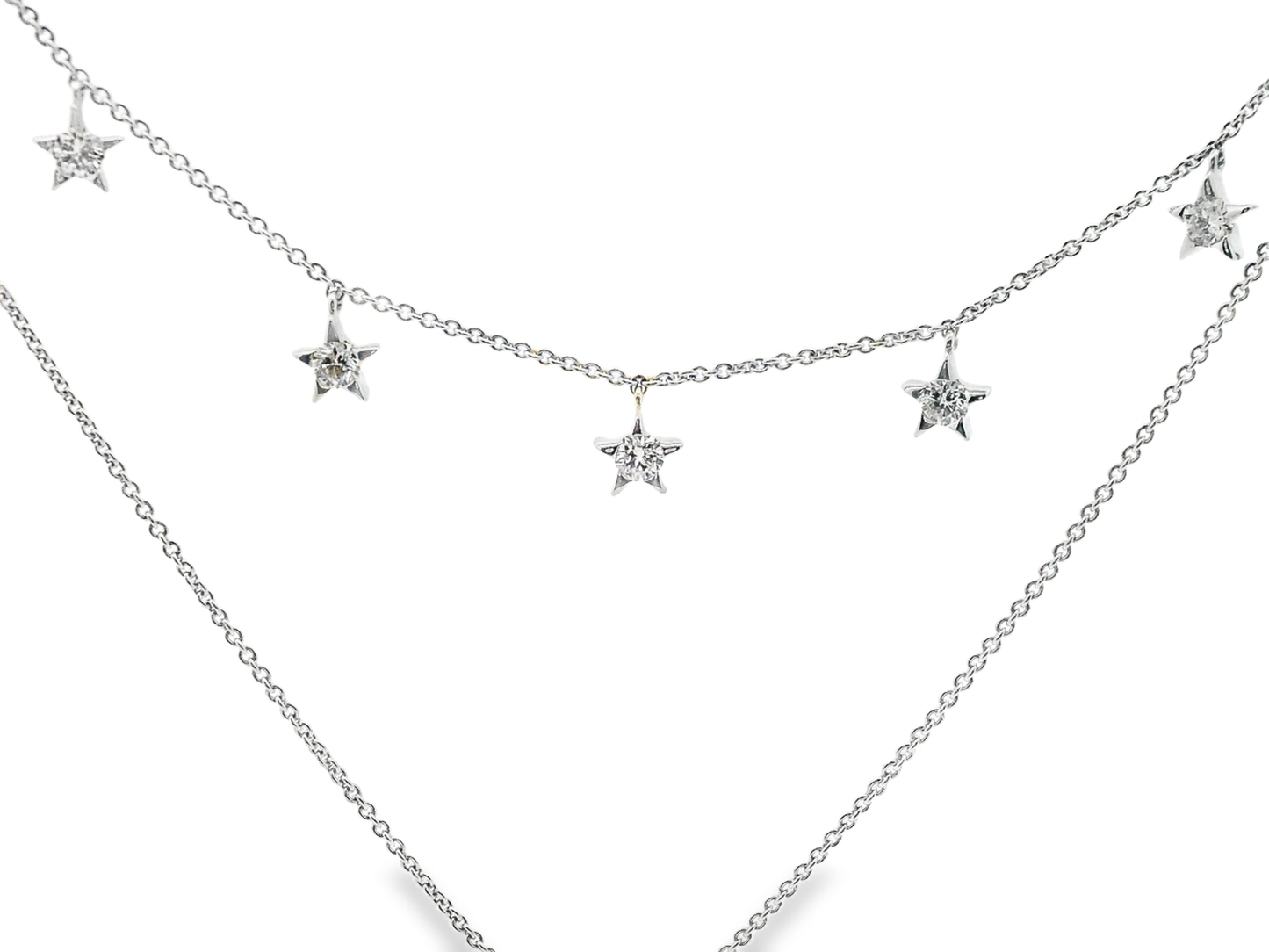 0.41CT Diamond Star Pendant 14k White Gold