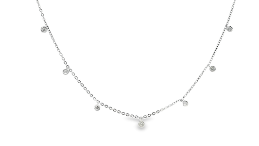 0.42CT  Diamond by The Yard Necklace 14k White Gold