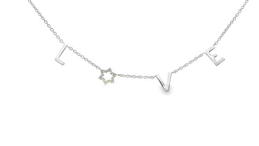 0.07CT Diamond Love Pendant 14k White Gold