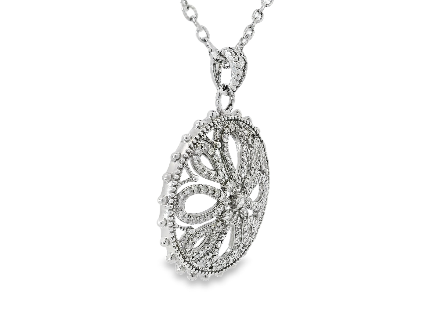 1.40CT Diamond Pendant 14k White Gold