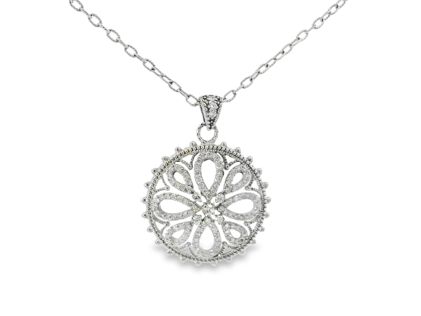 1.40CT Diamond Pendant 14k White Gold