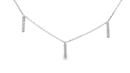 0.17CT Diamond Bar Pendant 14k White Gold