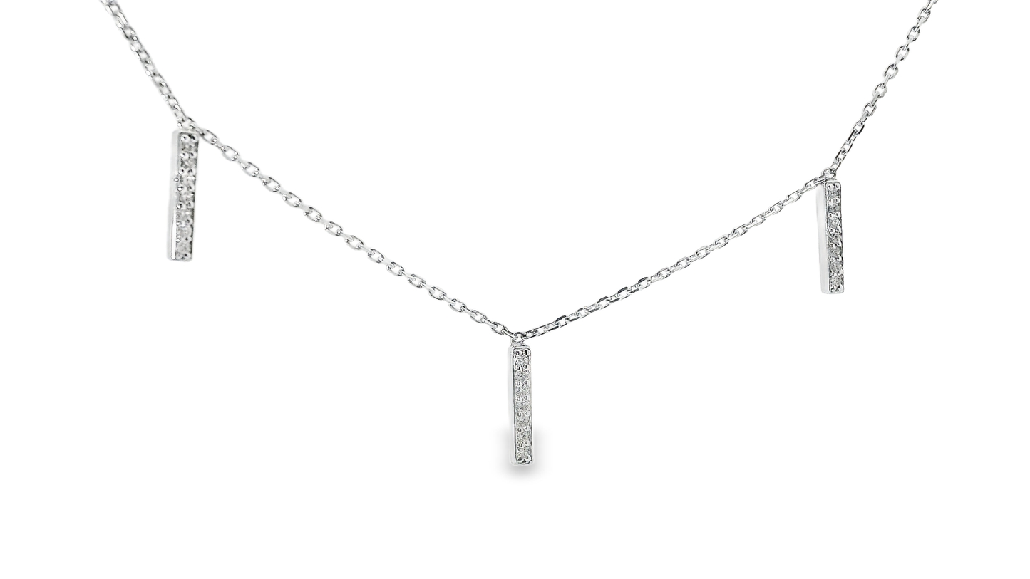 0.17CT Diamond Bar Pendant 14k White Gold