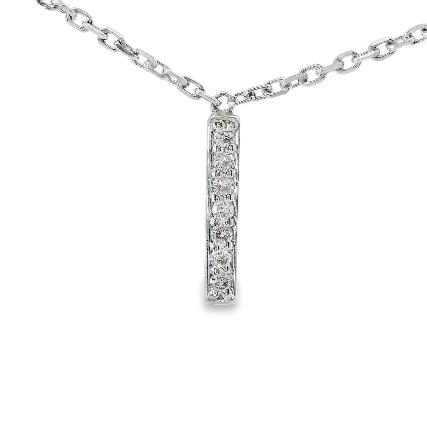 0.17CT Diamond Bar Pendant 14k White Gold