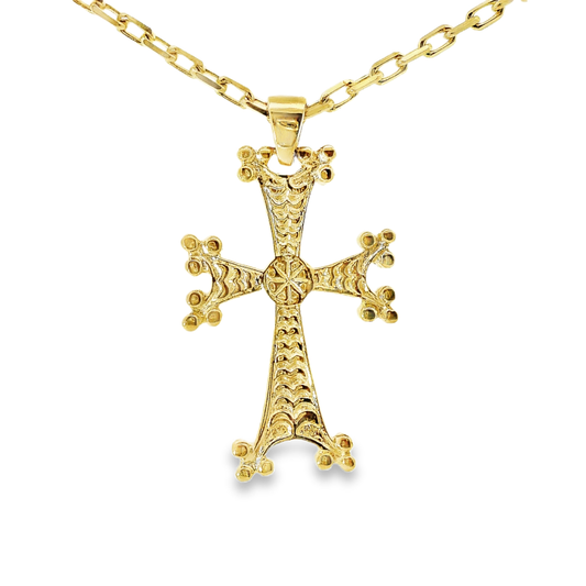 Plain Diamond Cross Pendant 14k Yellow Gold