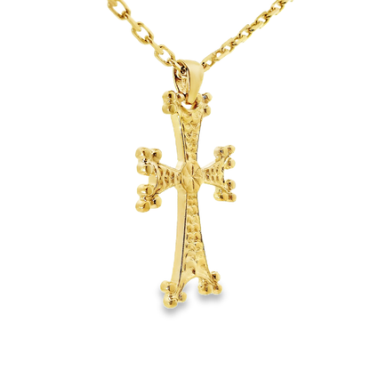 Plain Diamond Cross Pendant 14k Yellow Gold