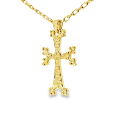 Plain Diamond Cross Pendant 14k Yellow Gold