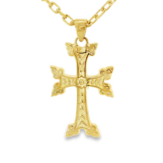 Plain Diamond Cross Pendant 14k Yellow Gold
