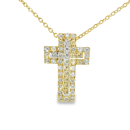1.02CT Diamond Cross Pendant 14k Yellow Gold
