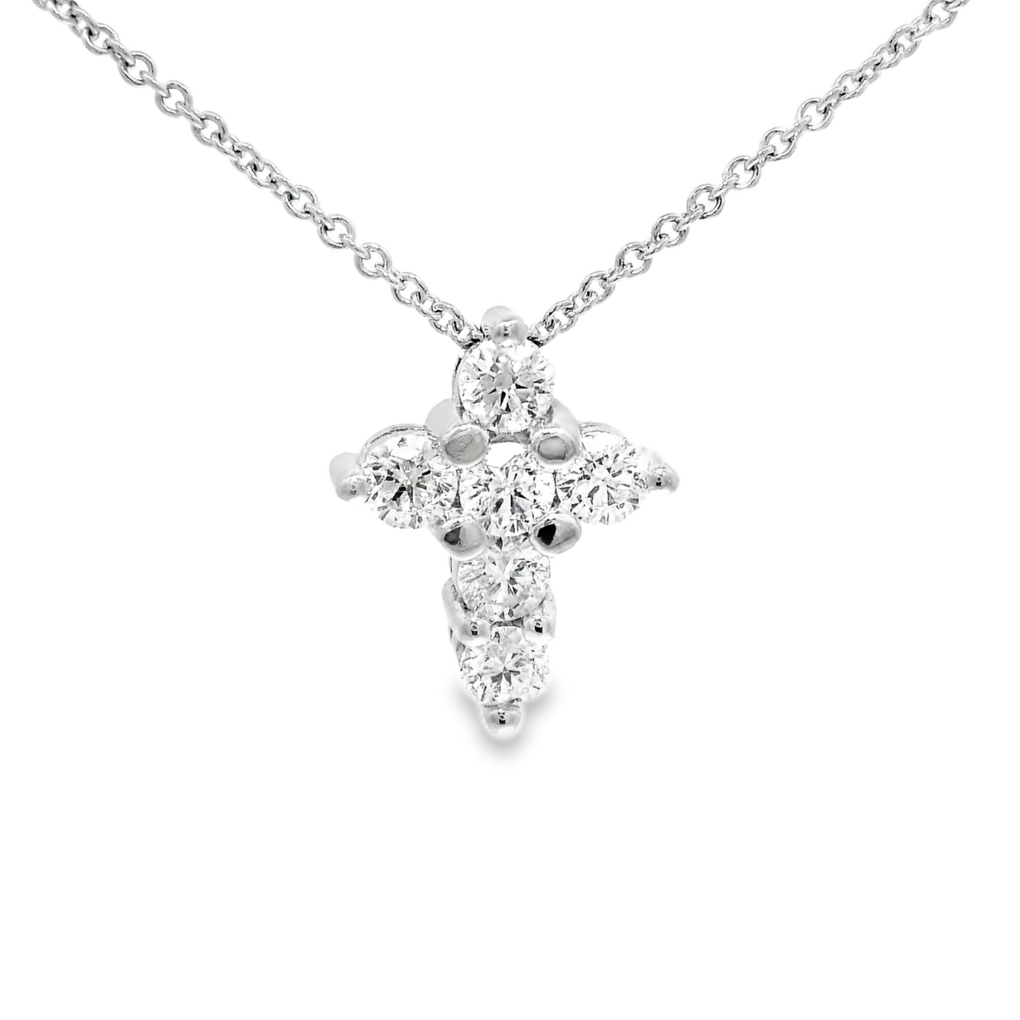 0.92CT Diamond Cross Pendant 14k White Gold