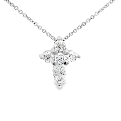 0.92CT Diamond Cross Pendant 14k White Gold