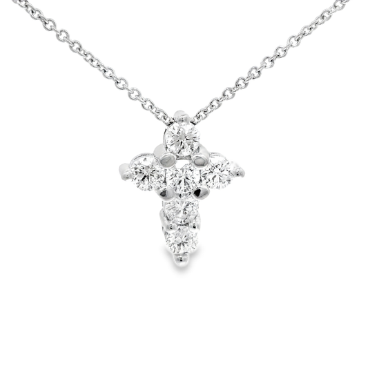 0.92CT Diamond Cross Pendant 14k White Gold