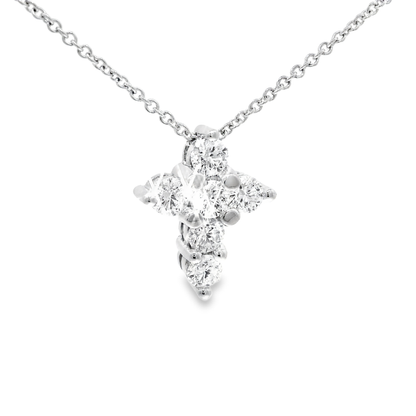 0.92CT Diamond Cross Pendant 14k White Gold