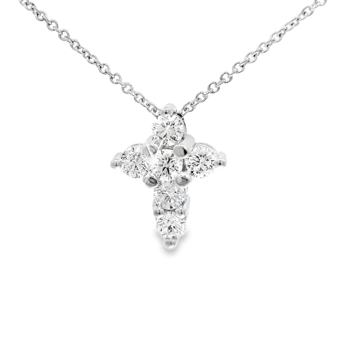 0.92CT Diamond Cross Pendant 14k White Gold