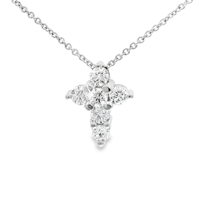 0.92CT Diamond Cross Pendant 14k White Gold