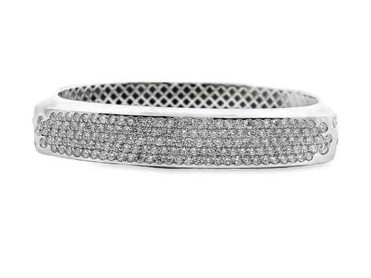 3.30CT Diamond Bangle 14k White Gold