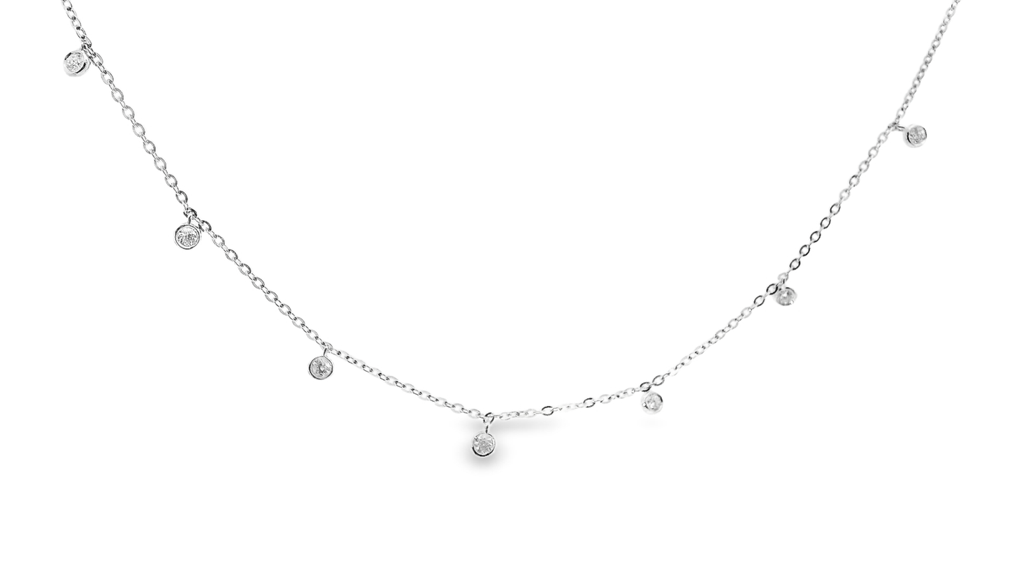 0.42CT  Diamond by The Yard Necklace 14k White Gold