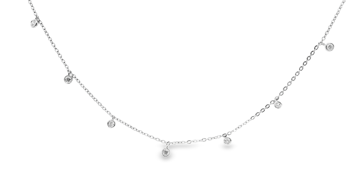 0.42CT  Diamond by The Yard Necklace 14k White Gold