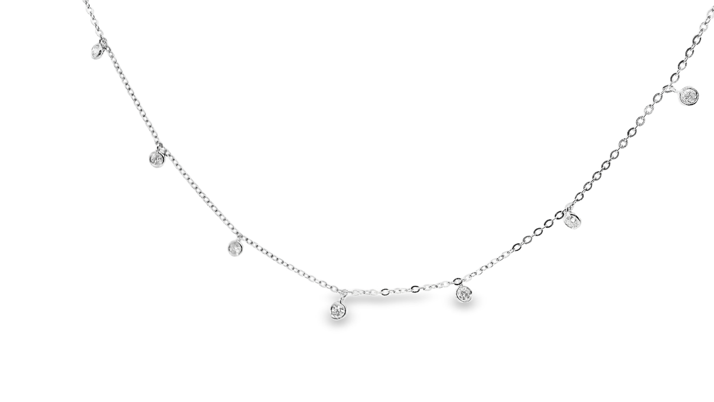 0.42CT  Diamond by The Yard Necklace 14k White Gold