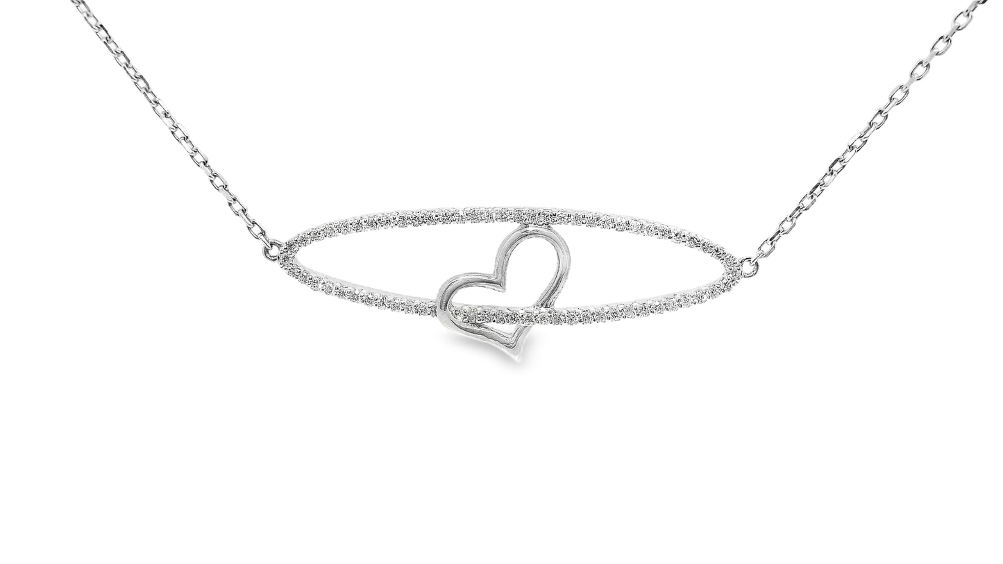 0.54CT Diamond Heart Pendant 14k White Gold