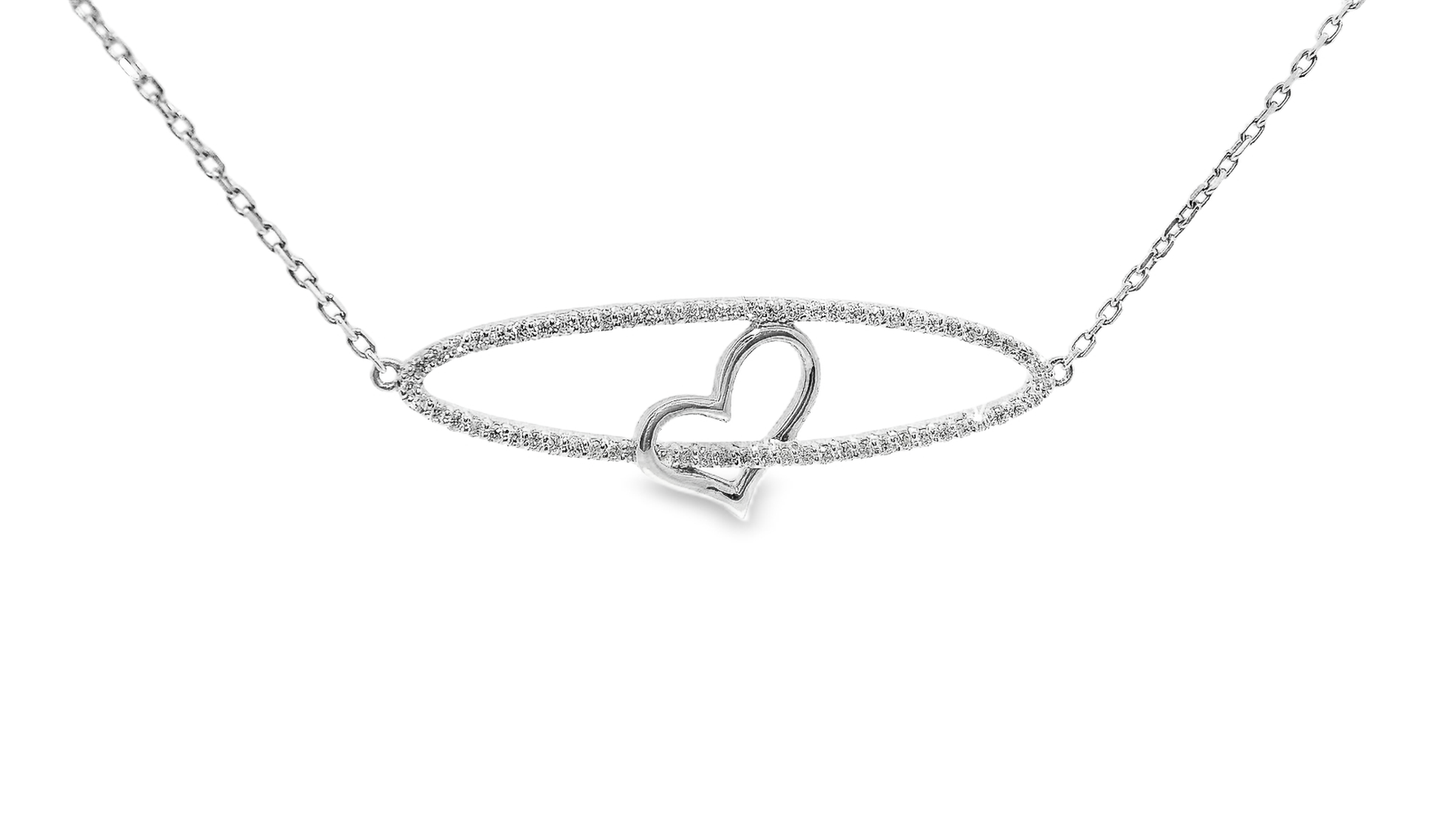 0.54CT Diamond Heart Pendant 14k White Gold