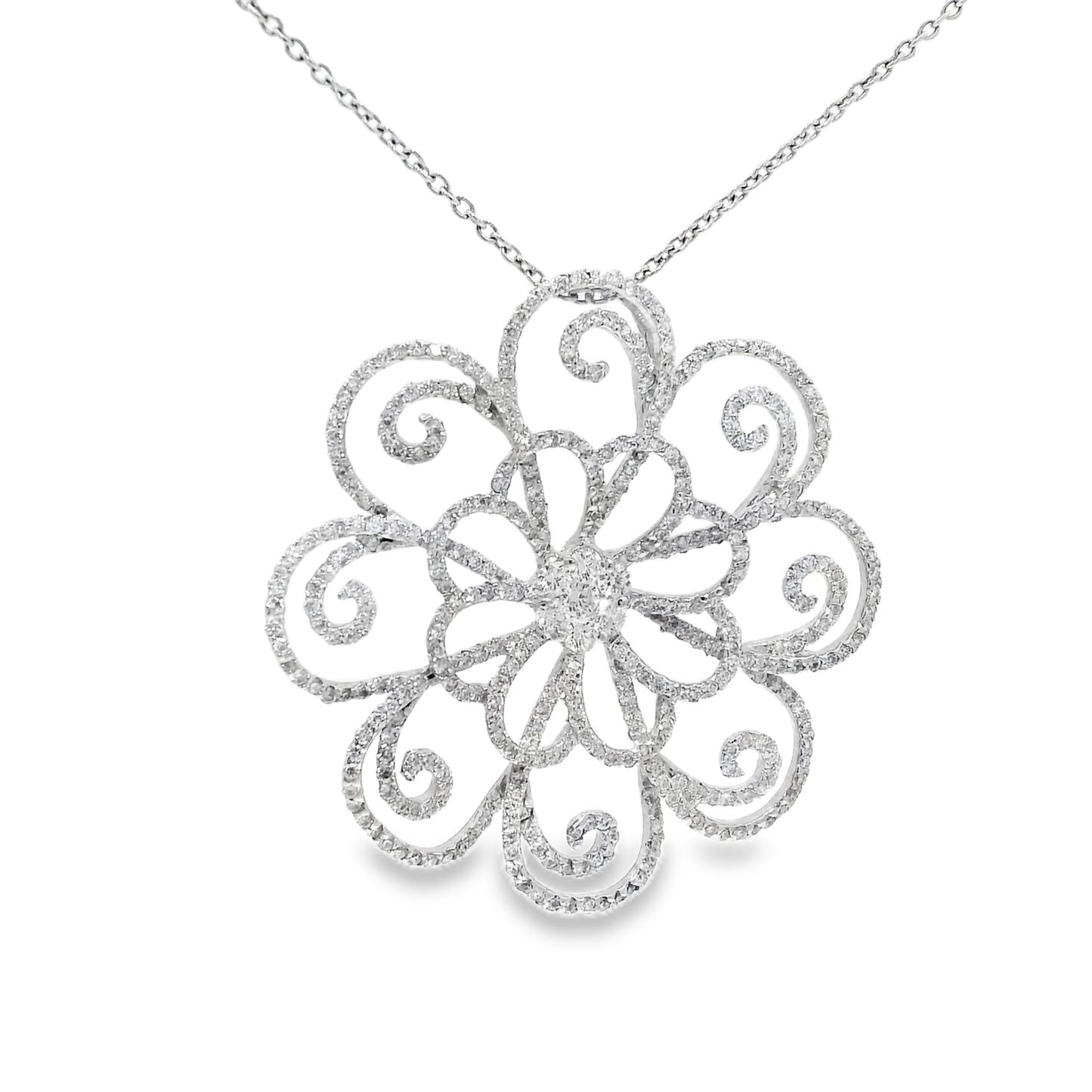 2.42CT Diamond Pendant 14k White Gold